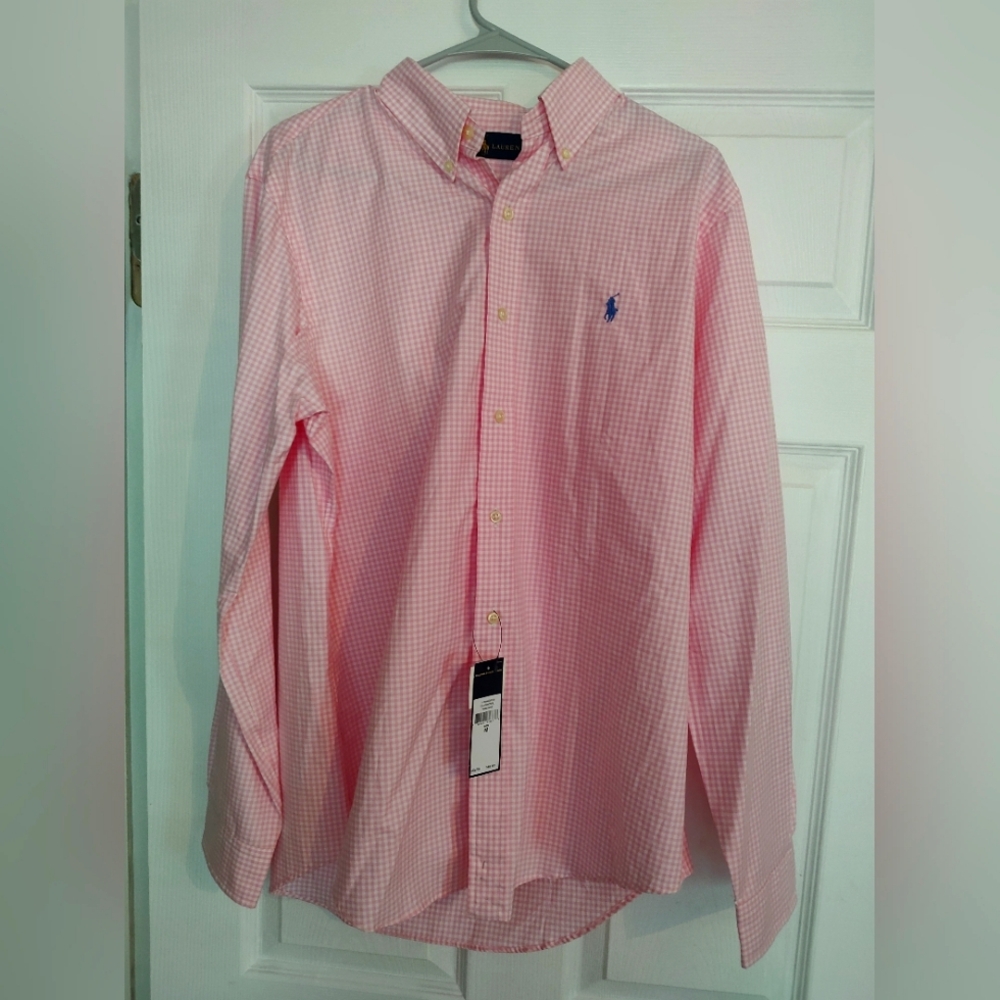 Ralph Lauren Pink Casual Button Down Shirt Men's Medium New With Tags